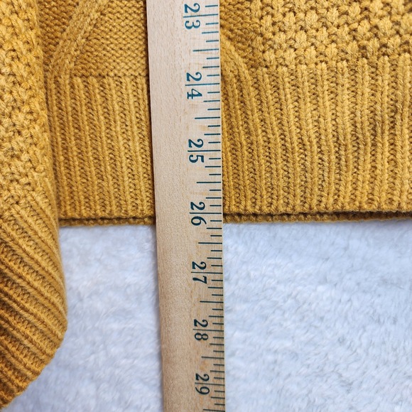 Mustard Knit Poncho Sweater Womens Cowl Neck Acrylic Oversized Layering Cozy - Picture 7 of 9